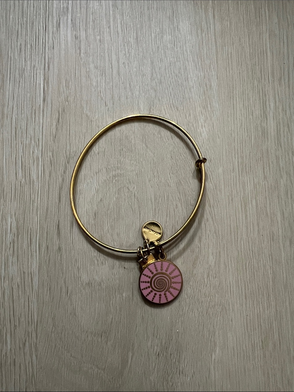 Alex and Ani Gold Bangle with Pink Sunburst Charm